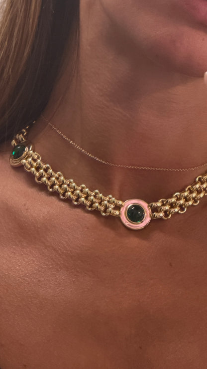 Iconic drops (green) necklace